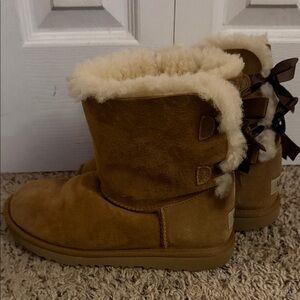 UGG Tan Kids Boots with Cream Fur